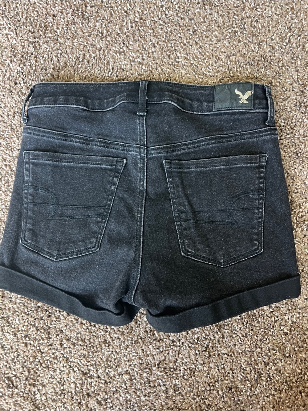 American Eagle Outfitters Black Roll-Cuff Denim Shorts - Picture 3 of 7